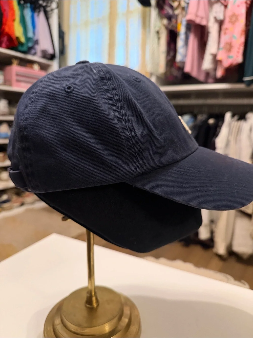 Tory Burch Navy Cotton Baseball Cap with Cream Logo